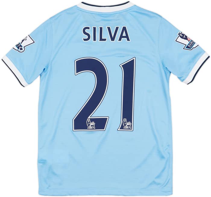 2013-14 Manchester City Home Shirt Silva #21 - 6/10 - (M.Boys)