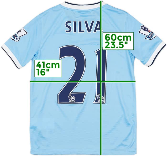 2013-14 Manchester City Home Shirt Silva #21 - 6/10 - (M.Boys)