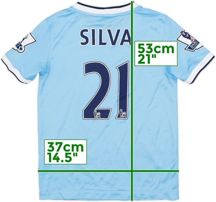 2013-14 Manchester City Home Shirt Silva #21 - 8/10 - (S.Boys)