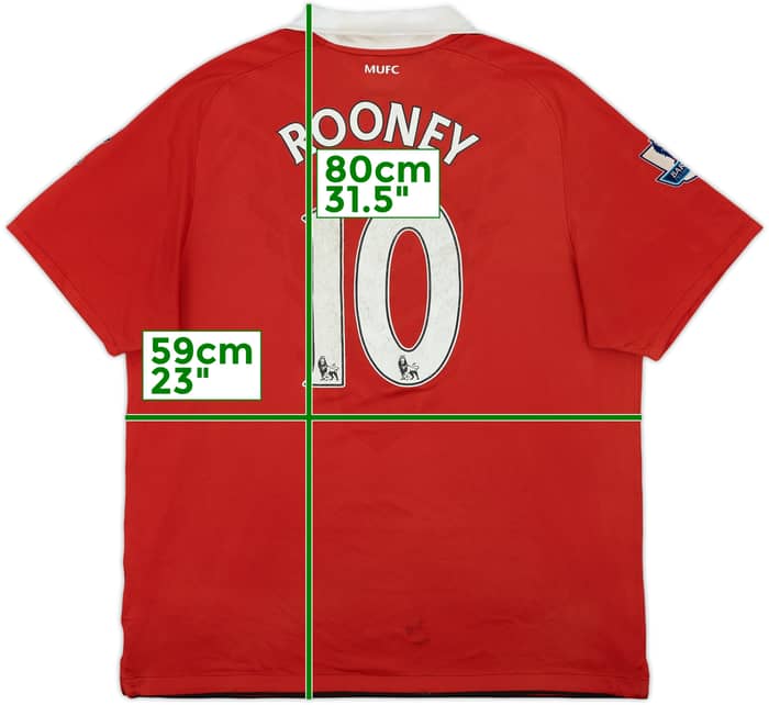 2010-11 Manchester United Home Shirt Rooney #10 - 5/10 - (XL)