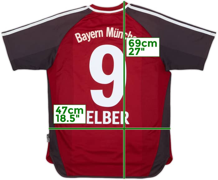 2001-02 Bayern Munich Home Shirt Elber #9 - 8/10 - (Y)