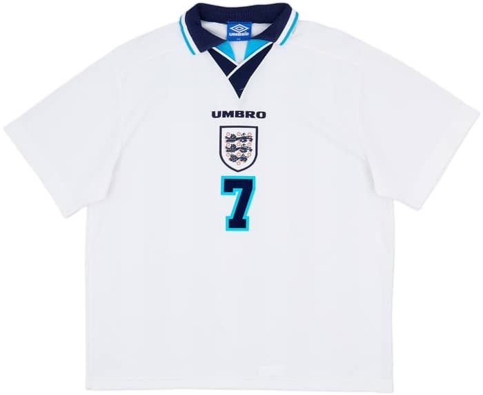 1995-97 England Home Shirt Beckham #7 - 8/10 - (XXL)