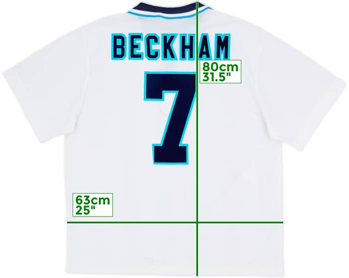 1995-97 England Home Shirt Beckham #7 - 8/10 - (XXL)