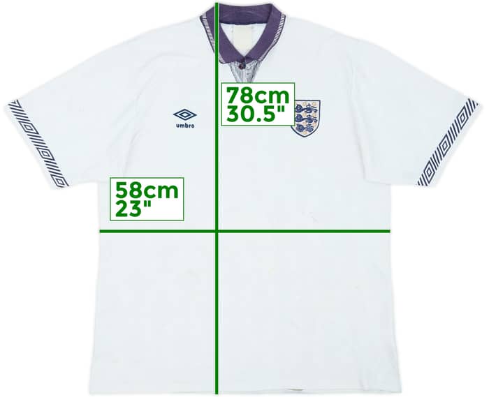 1990-92 England Home Shirt - 4/10 - (XL)