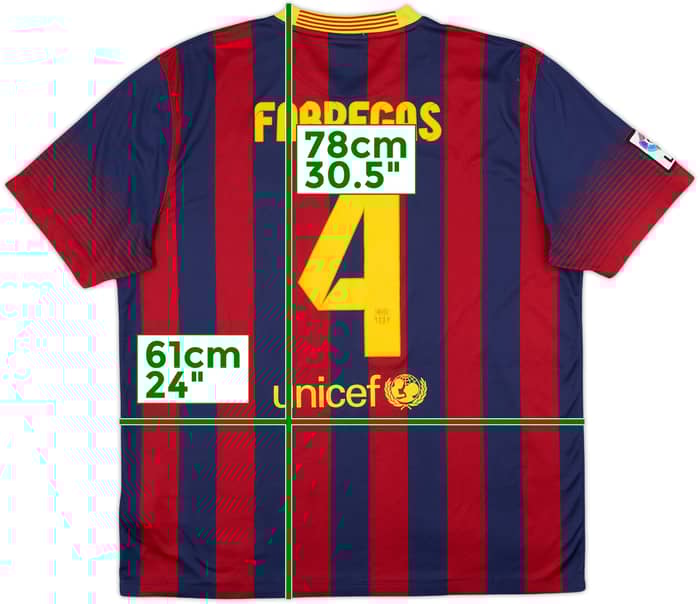 2013-14 Barcelona Home Shirt Fabregas #4 - 6/10 - (XL)