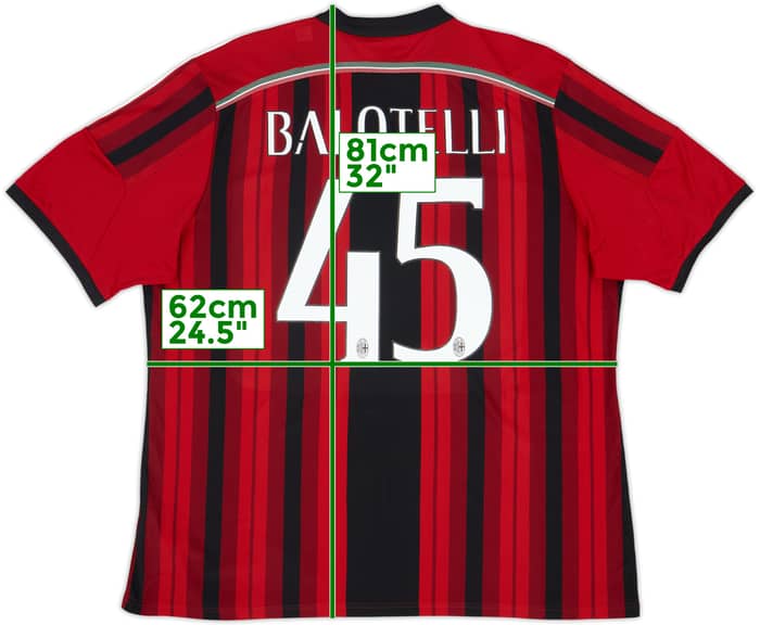 2014-15 AC Milan Home Shirt Balotelli #45 - 6/10 - (XXL)