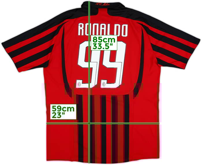 2007-08 AC Milan Home Shirt Ronaldo #99 - 7/10 - (XL)