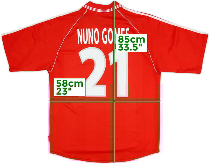 1999-00 Benfica Home Shirt Nuno Gomes #21 - 7/10 - (L)