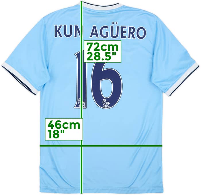 2013-14 Manchester City Home Shirt Kun Aguero #16 - 7/10 - (S)