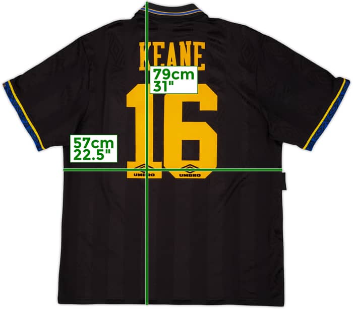 1993-95 Manchester United Away Shirt Keane #16 - 8/10 - (XL)