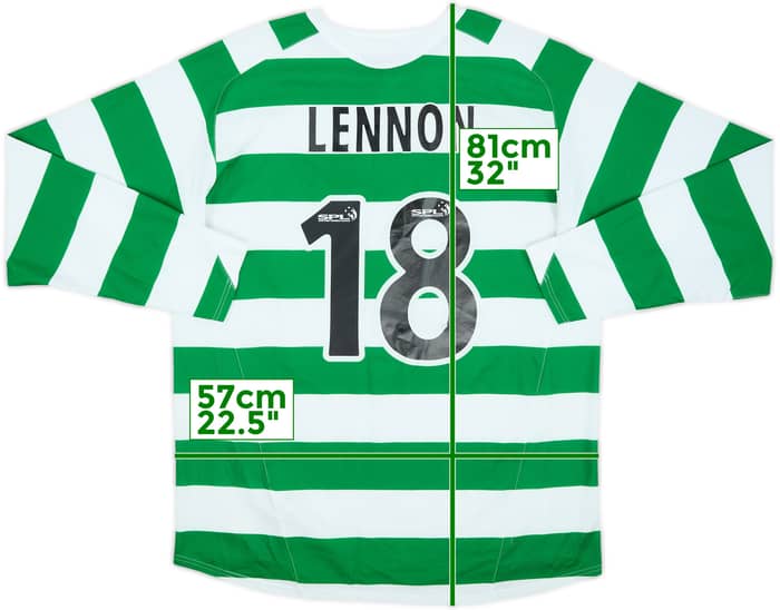 2005-07 Celtic Home L/S Shirt Lennon #18 - 5/10 - (L)