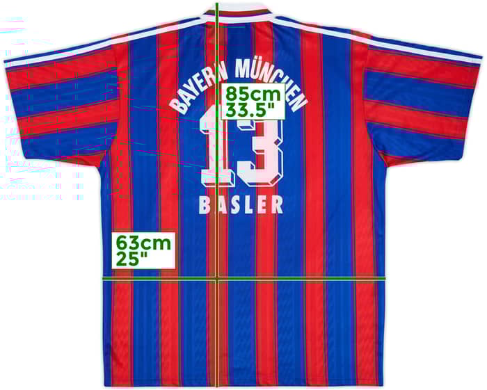 1995-97 Bayern Munich Home Shirt Basler #13 - 8/10 - (L/XL)