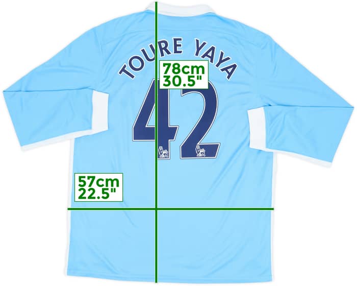 2015-16 Manchester City Home L/S Shirt Toure Yaya #42 - 8/10 - (XL)