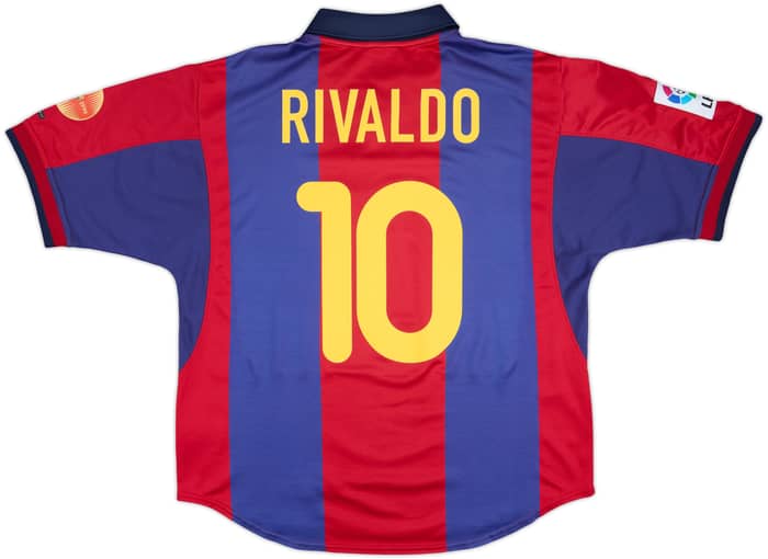 2000-01 Barcelona Home Shirt Rivaldo #10 - 8/10 - (L)