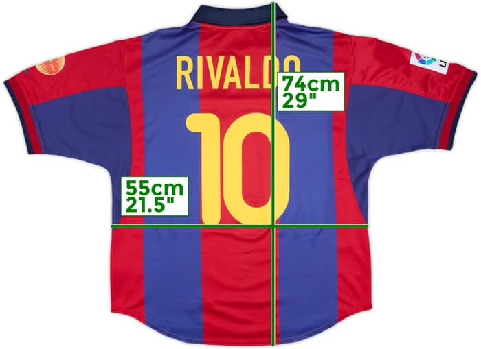2000-01 Barcelona Home Shirt Rivaldo #10 - 8/10 - (L)