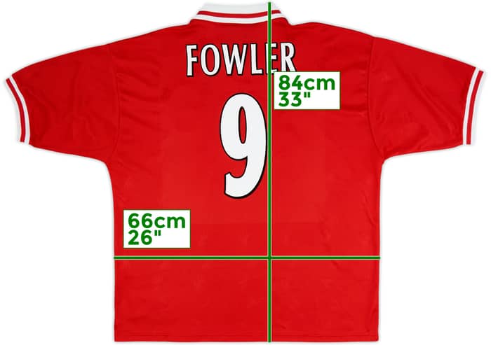 1996-98 Liverpool Camiseta de local Fowler #9 - 7/10 - (XL)