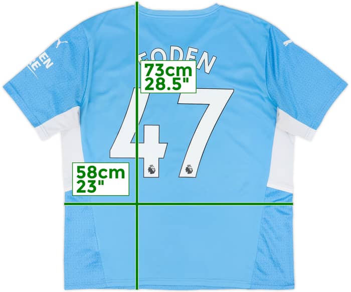 2021-22 Manchester City Home Shirt Foden #47 - 8/10 - (XL)