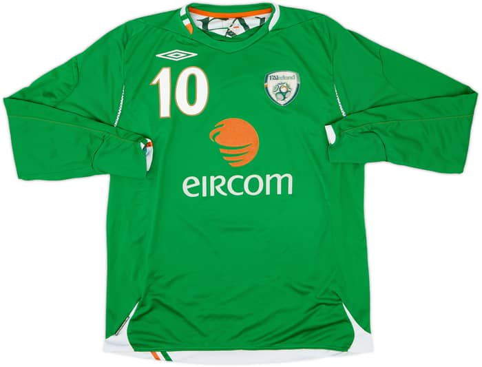 2006-08 Ireland Home L/S Shirt Keane #10 - 8/10 - (L)
