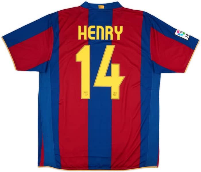 2007-08 Barcelona Home Shirt Henry #14 - 8/10 - (L)