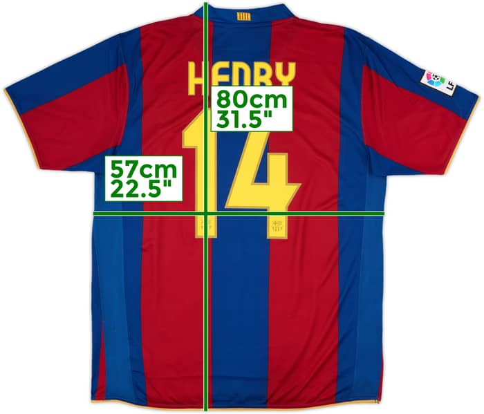 2007-08 Barcelona Home Shirt Henry #14 - 8/10 - (L)
