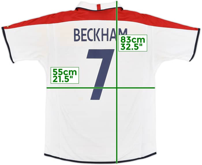 2003-05 England Home Shirt Beckham #7 - 6/10 - (L)