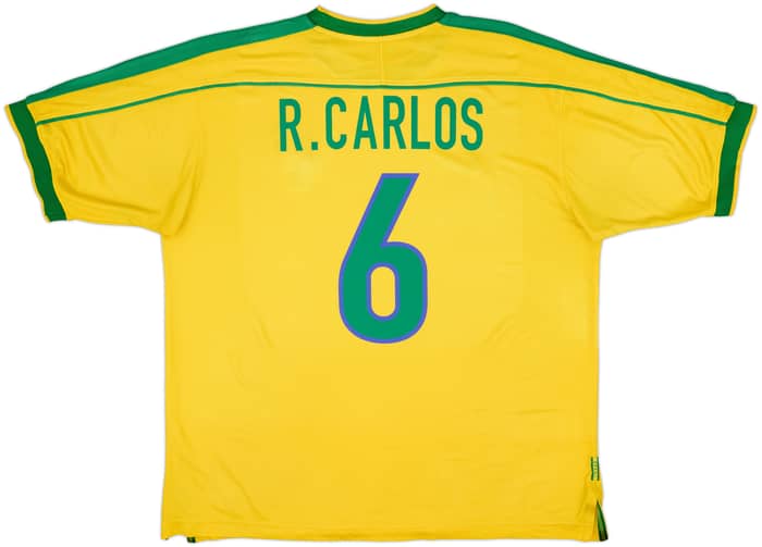 1998-00 Brazil Home Shirt R.Carlos #6 - 7/10 - (XL)