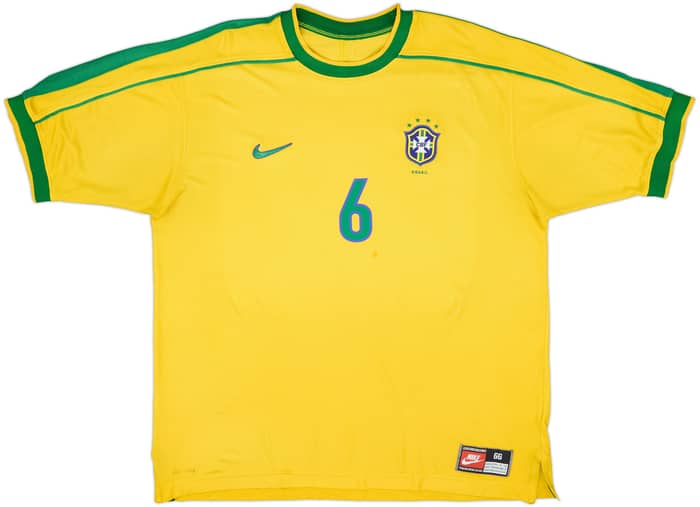 1998-00 Brazil Home Shirt R.Carlos #6 - 7/10 - (XL)