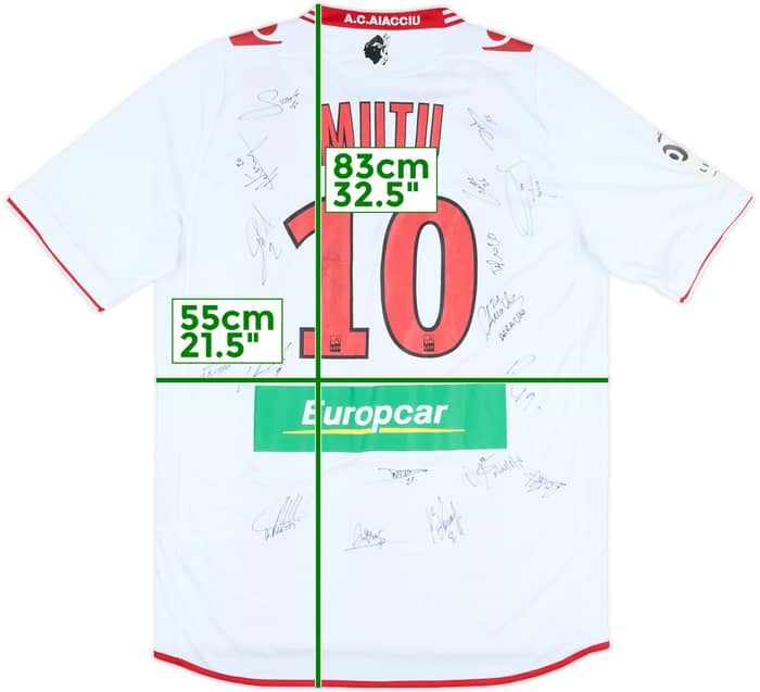 2013-14 Ajaccio Match Issue Squad Signed Home Shirt Mutu #10
