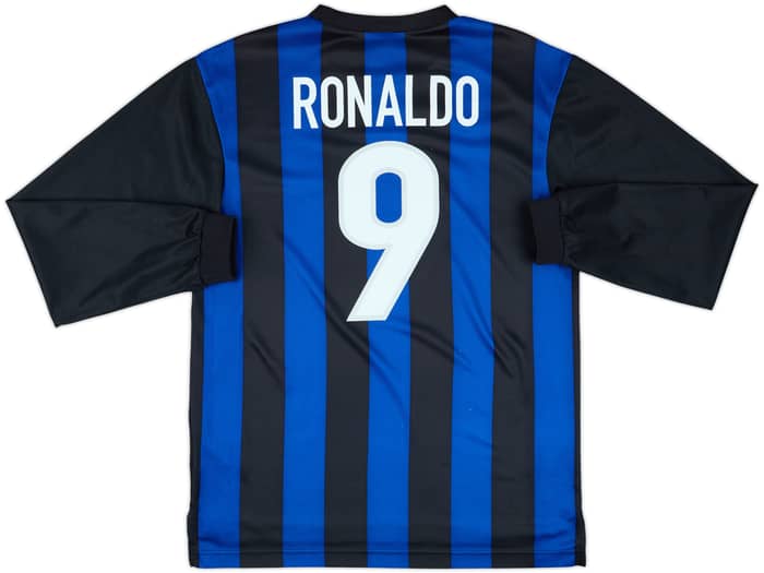 1999-00 Inter Milan Basic Home L/S Shirt Ronaldo #9 - 6/10 - (XXL)