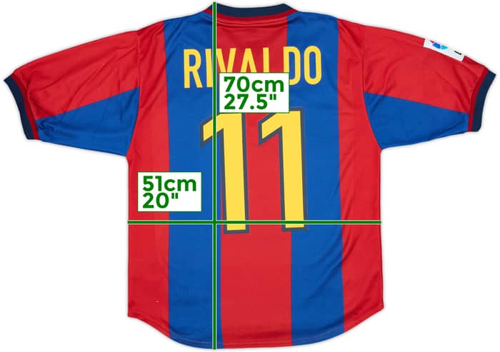 1998-00 Barcelona Home Shirt Rivaldo #11 - 8/10 - (S)