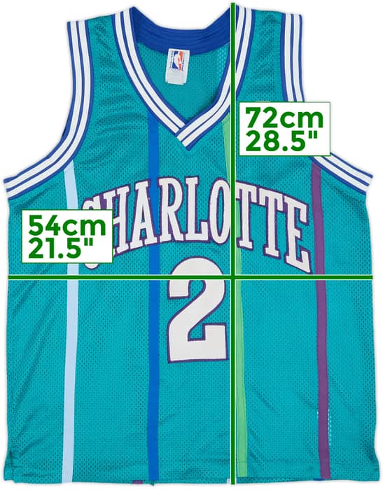 1991-92 Charlotte Hornets Johnson #2 Spalding Authentic Away Jersey - 7/10 - (L)