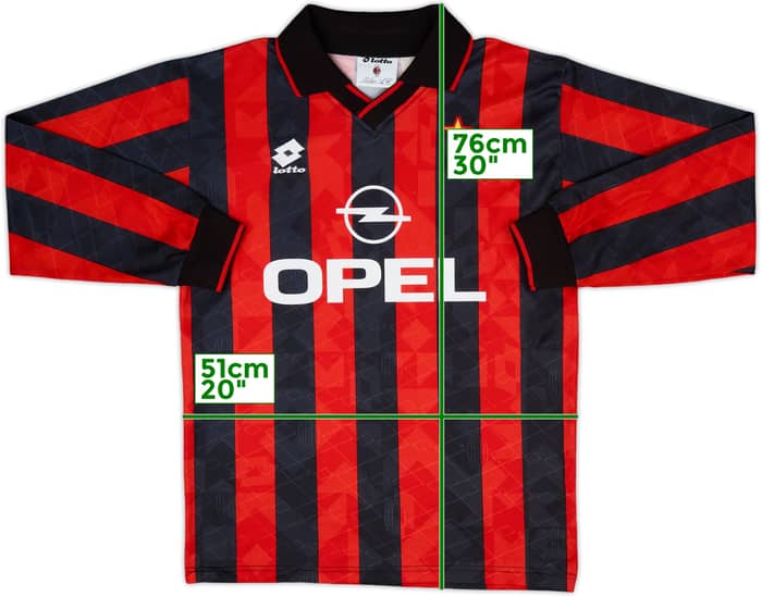 1994-95 AC Milan Home L/S Shirt - 8/10 - (M)