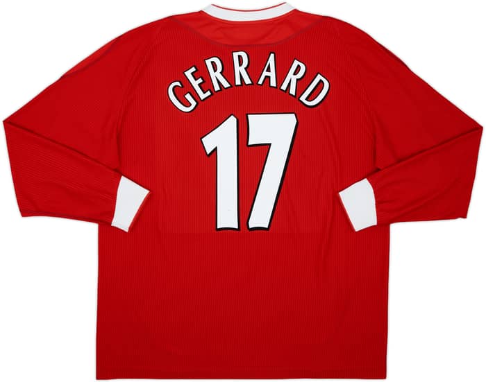 2002-04 Liverpool Home L/S Shirt Gerrard #17 - 9/10 - (XL/XXL)