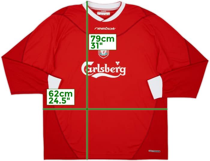 2002-04 Liverpool Home L/S Shirt Gerrard #17 - 9/10 - (XL/XXL)