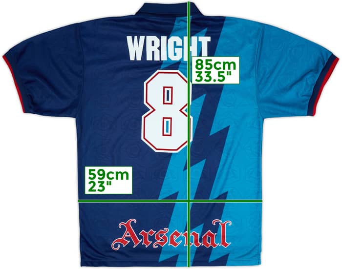 1995-96 Arsenal Away Shirt Wright #8 - 8/10 - (XL)