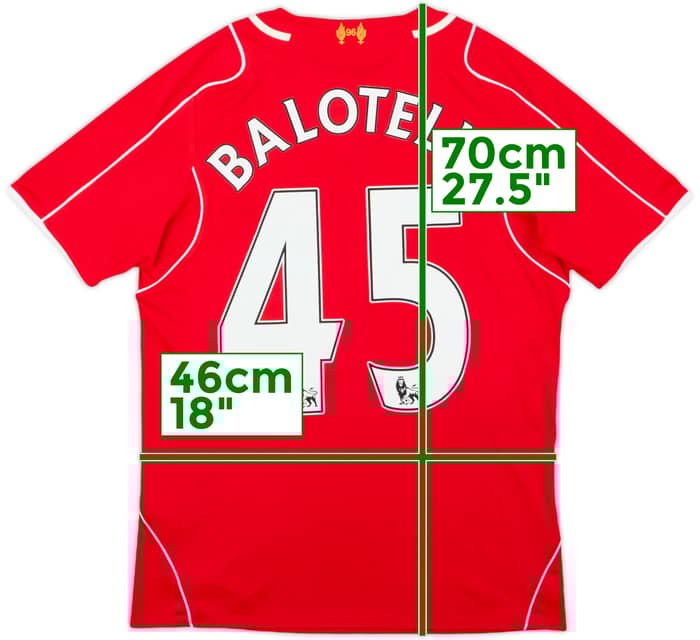 2014-15 Liverpool Home Shirt Balotelli #45 - 8/10 - (S)