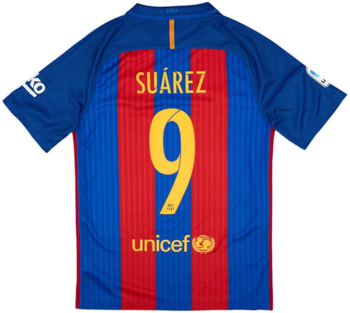 2016-17 Barcelona Home Shirt Suarez #9 - 10/10 - (S)