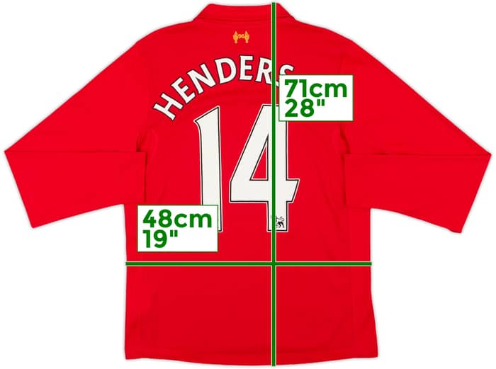 2012-13 Liverpool Home L/S Shirt Henderson #14 - 8/10 - (S)