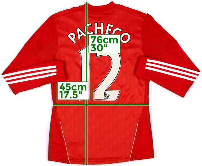 2010-12 Liverpool Home L/S Shirt Pacheco #12 - 8/10 - (S)