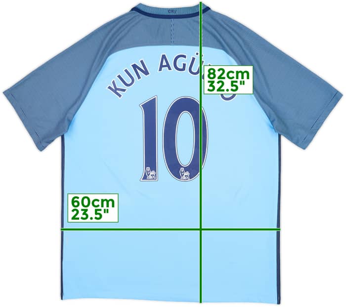 2016-17 Manchester City Home Shirt Kun Aguero #10 - 8/10 - (XL)