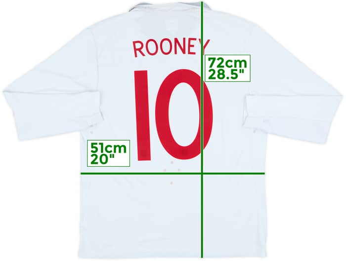 2009-10 England Home L/S Shirt Rooney #10 - 6/10 - (L)
