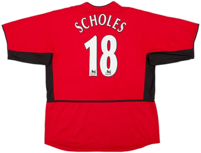 2002-04 Manchester United Home Shirt Scholes #18 - 8/10 - (XL)