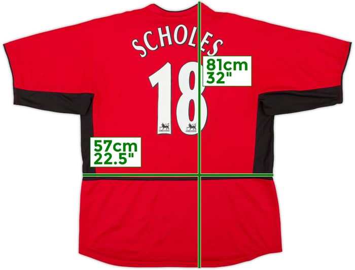 2002-04 Manchester United Home Shirt Scholes #18 - 8/10 - (XL)