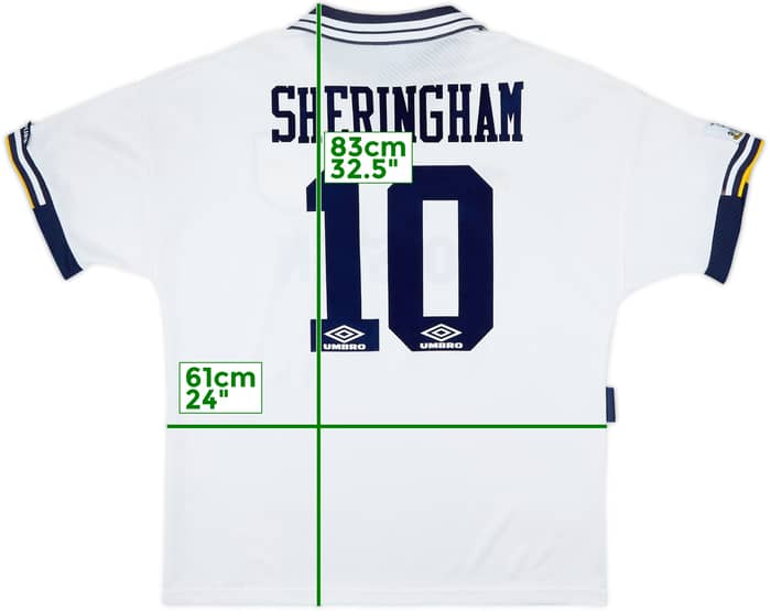 1993-95 Tottenham Home Shirt Sheringham #10 - 9/10 - (XL)