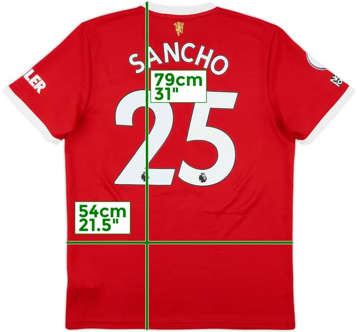 2021-22 Manchester United Home Shirt Sancho #25 - 9/10 - (L)