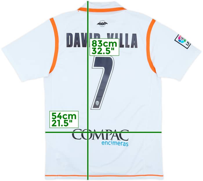 2007-08 Valencia Home Shirt David Villa #7 - 6/10 - (L)
