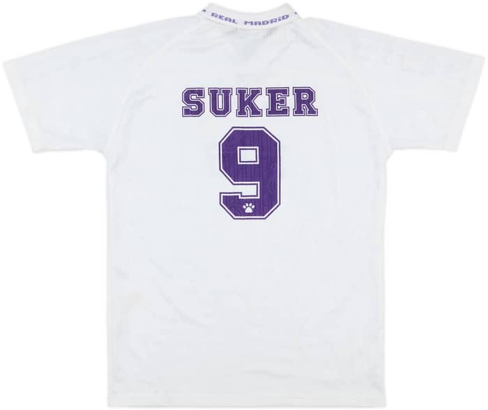1996-97 Real Madrid Home Shirt Suker #9 - 8/10 - (XL.Boys)