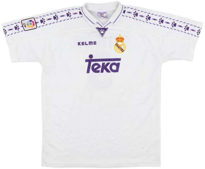1996-97 Real Madrid Home Shirt Suker #9 - 8/10 - (XL.Boys)