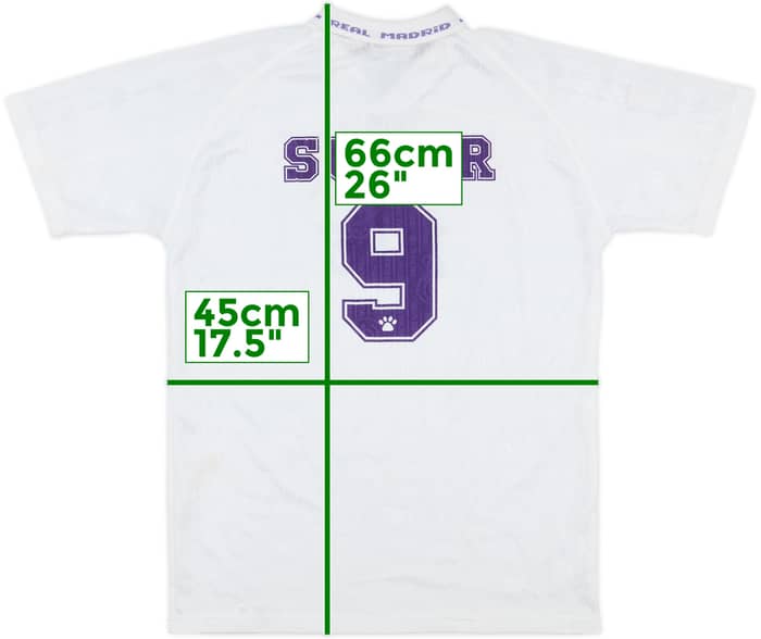 1996-97 Real Madrid Home Shirt Suker #9 - 8/10 - (XL.Boys)
