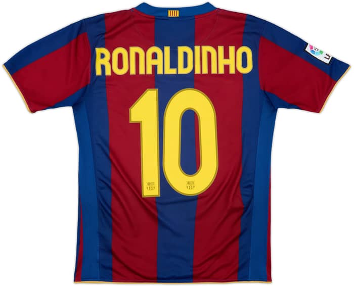 2007-08 Barcelona Home Shirt Ronaldinho #10 - 7/10 - (XL.Boys)